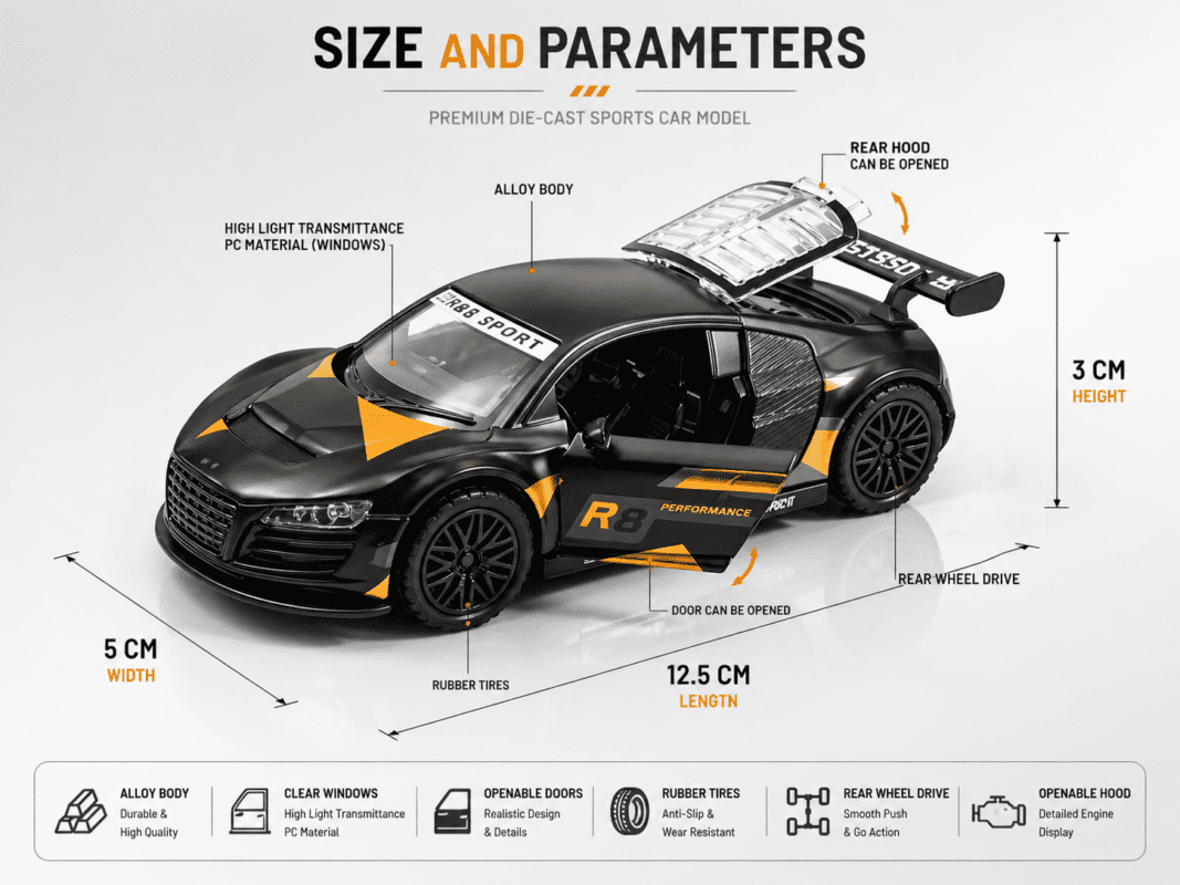 Mini R8 – Premium Die-Cast Pull Back Car