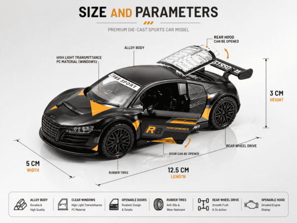 Mini R8 – Premium Die-Cast Pull Back Car
